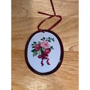 Vintage Hallmark Collectibles Porcelain Oval Roses Ornament Hmk Cds